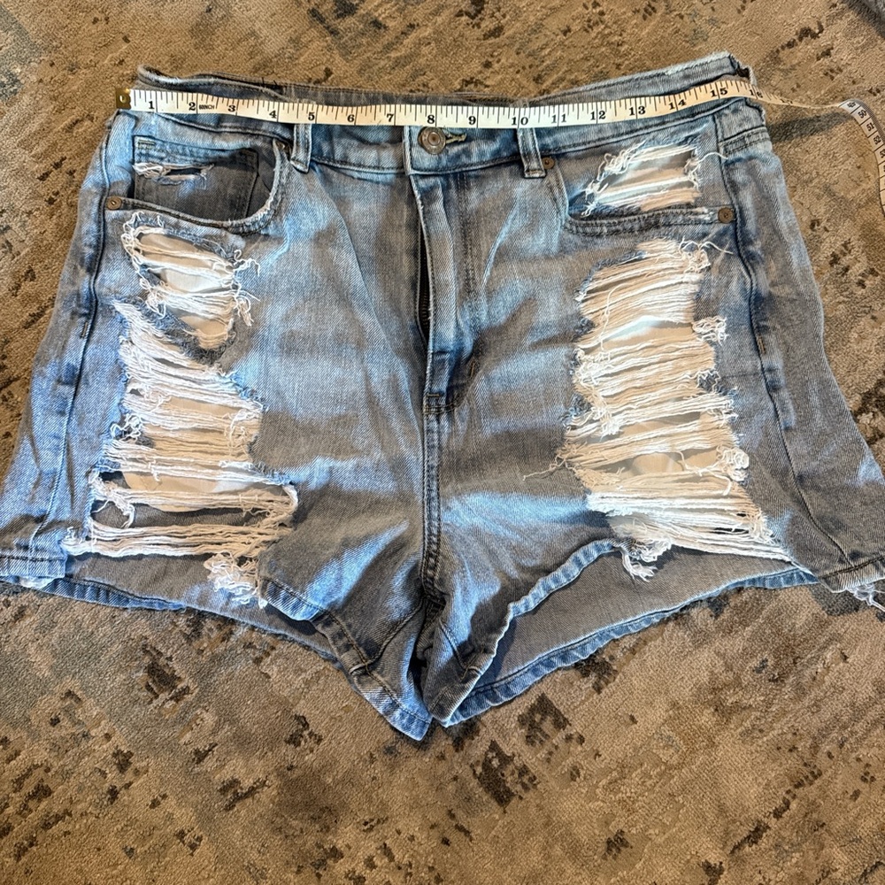 American Eagle Outfitters Light Blue Ripped Denim Shorts
